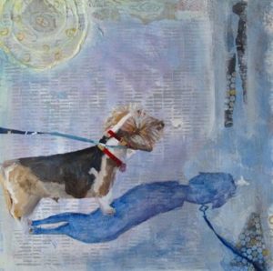 Roscoe Gazing, Mixed Media Painting by Annie Nashold, Durham NC artist